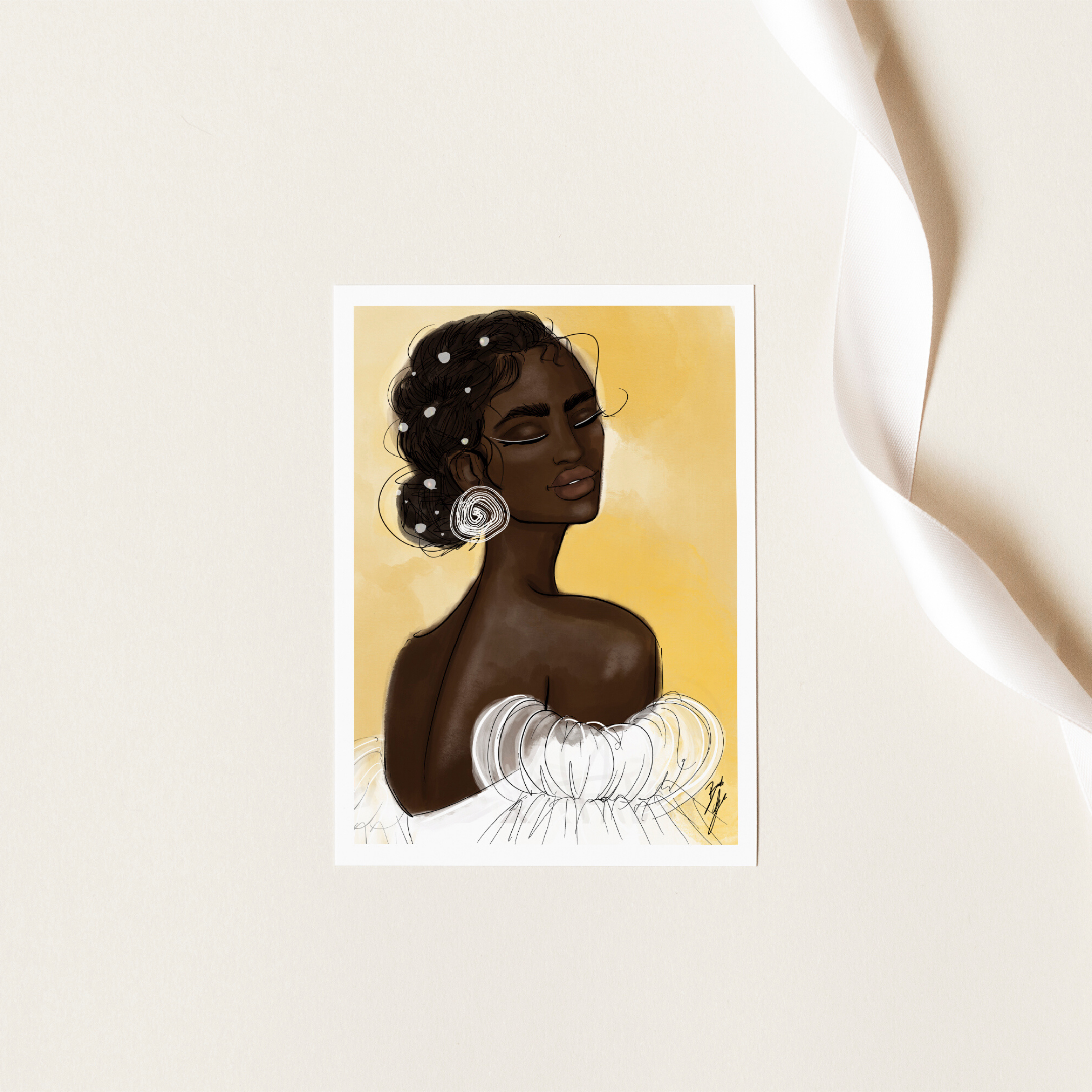 Fashion and Beauty Black Girl Art Print. Printed on 100% cotton, slightly textured, archival fine art paper. Size includes 1/2 inch border on all sides for framing. Beauty wall art home decor. gift ideas 