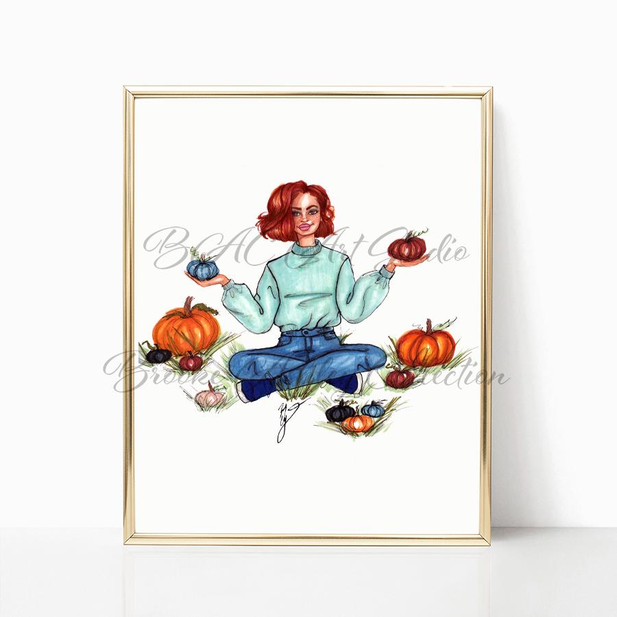 brooke-ashley-collection-bac-art-studio - "Pumpkin Picking" Art Print -  - Brooke Ashley Collection BAC Art Studio